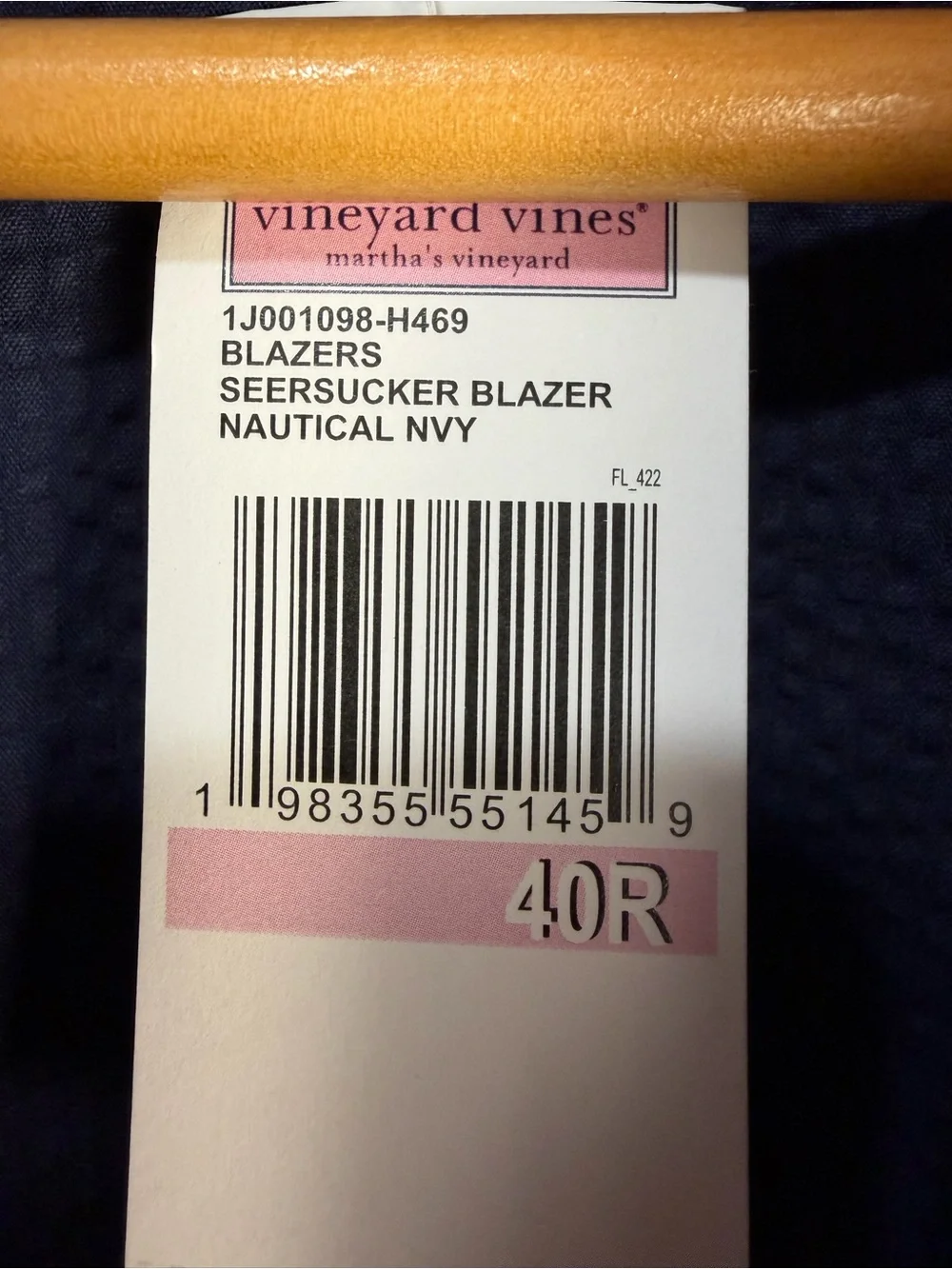 Vineyard Vines Seersucker Navy Blazer Sz 40